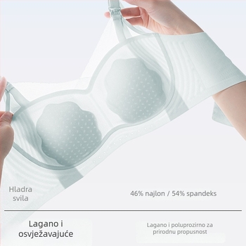 Sutien za dojenje Cat. A Peach Blossom Cup, lagana ljetna verzija, najlon materijal, ultra-tanke oblikovane košarice, stražnje četiri reda kopči, čvrsti dvostruki naramenici, pogodan za sve faze trudnoće i dojenja