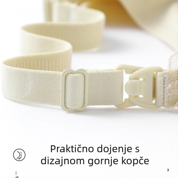 Čipkasti grudnjak za trudnice i dojenje, poslijeporođajni, tanke košarice, stražnje kopčanje s tri reda kukica, potpora dojenju, latex vlakno