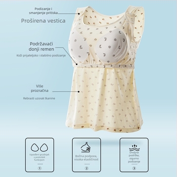 Kojilni top za trudnice – ljetni tanki bazni sloj, 95–100% pamuk, kroj Sling