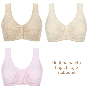 Grudnjak za dojenje bez žice, vest-stil, prednje kopčanje, 3/4 košarica, poliester-pamučna mješavina, prozračan i udoban