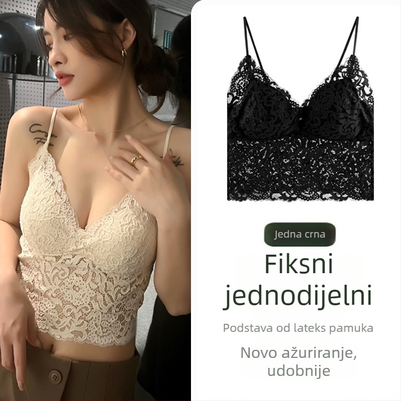 Čipkasti top s otvorenim leđima i umetkom za grudi – sve-u-jednom donje rublje