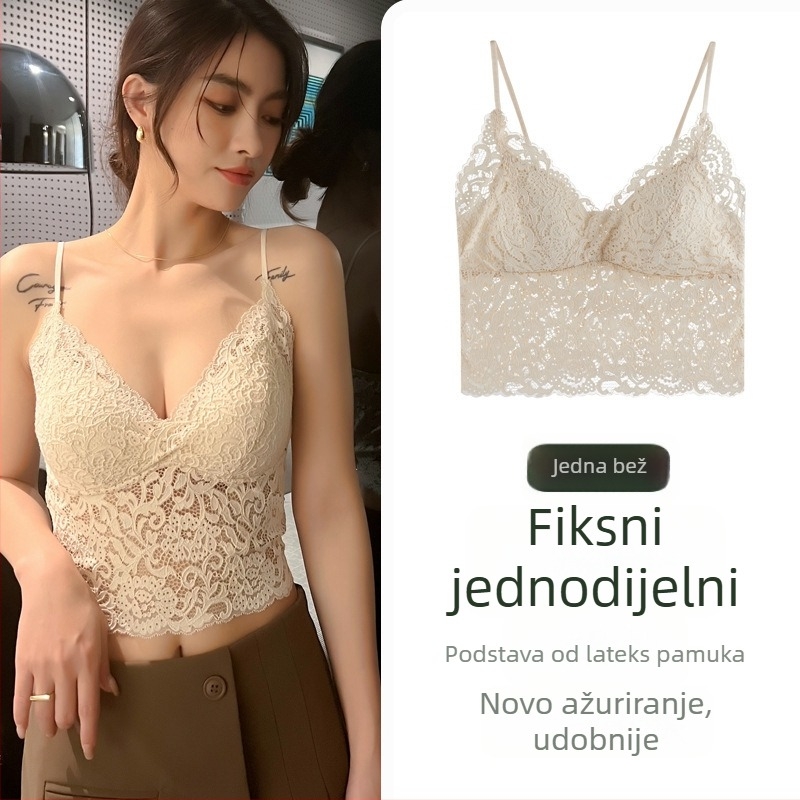 Čipkasti top s otvorenim leđima i umetkom za grudi – sve-u-jednom donje rublje