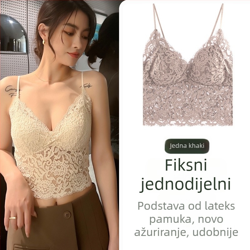 Čipkasti top s otvorenim leđima i umetkom za grudi – sve-u-jednom donje rublje