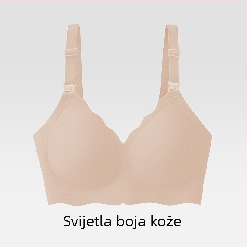 Sutien za dojenje za trudnice — ljeto, tanak, bez šavova, prozračan; odvojive dvostruke naramenice; tanke oblikovane košarice; leđa četiri reda kopči