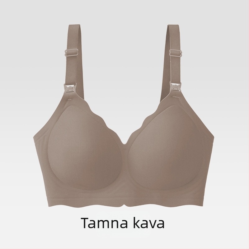 Sutien za dojenje za trudnice — ljeto, tanak, bez šavova, prozračan; odvojive dvostruke naramenice; tanke oblikovane košarice; leđa četiri reda kopči