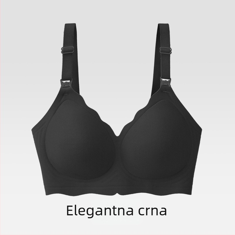 Sutien za dojenje za trudnice — ljeto, tanak, bez šavova, prozračan; odvojive dvostruke naramenice; tanke oblikovane košarice; leđa četiri reda kopči