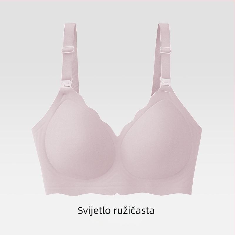 Sutien za dojenje za trudnice — ljeto, tanak, bez šavova, prozračan; odvojive dvostruke naramenice; tanke oblikovane košarice; leđa četiri reda kopči