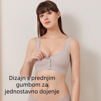 Jednodelni dojilni grudnjak bez žice, s prednjim zatvaranjem, tanak kroj, lijep leđa