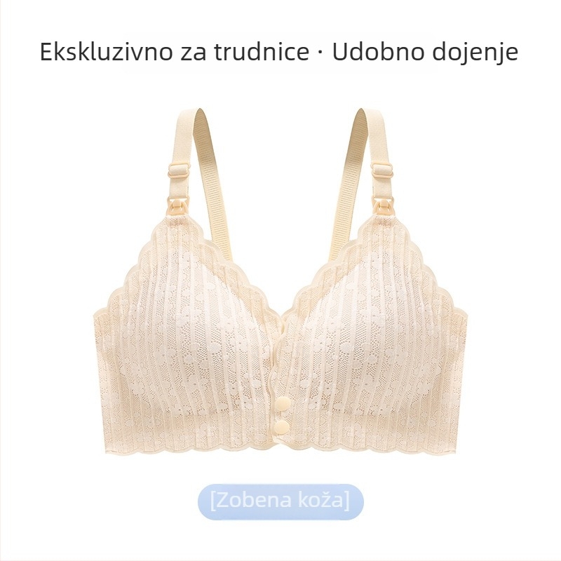 Dojilni grudnjak za trudnoću i postporođajno razdoblje, bežični, stražnje dvostruko kopčanje, tanke modelirane košarice, podstava od najlona