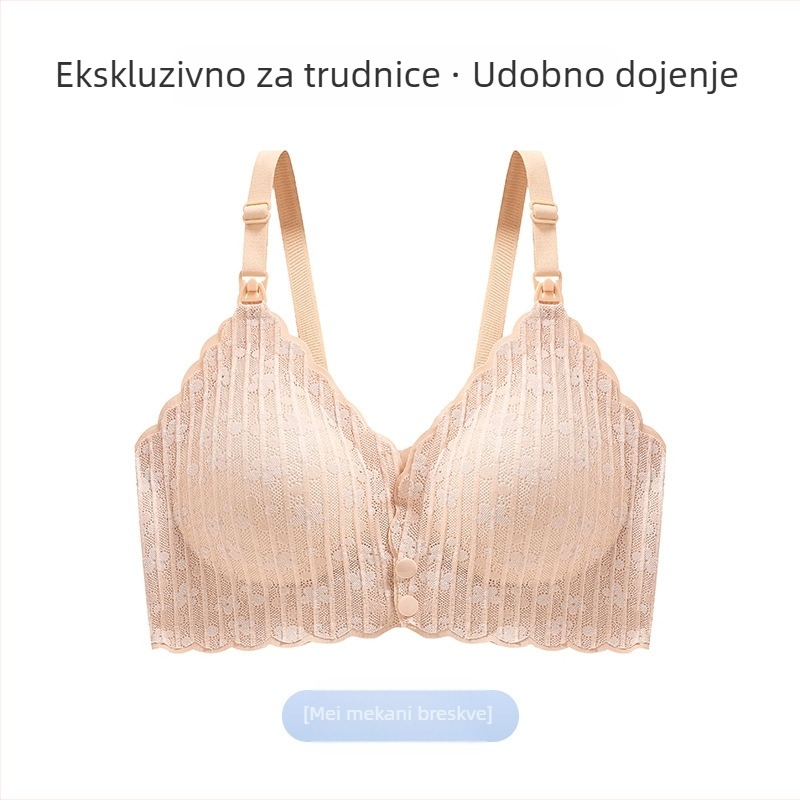 Dojilni grudnjak za trudnoću i postporođajno razdoblje, bežični, stražnje dvostruko kopčanje, tanke modelirane košarice, podstava od najlona
