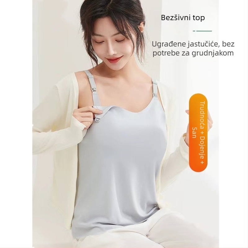 Dojenje top za trudnoću, sling stil, luksuzan. Materijal: najlon 70–80%. Bez rukava. Tanka tkanina 101–120 g/m2. Lansiranje proljeće 2024. Pogodno za proljeće, ljeto, jesen.