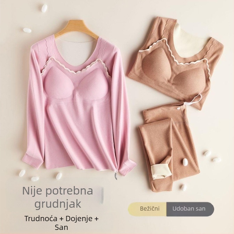 Trudnički top za dojenje, okrugli izrez, dugi rukavi, Derong tkanina, poliester 80–90%