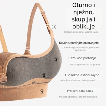 Bežični grudnjak za dojenje, bez žice, s prednjim zatvaranjem, za sve faze trudnoće i postporođajnog razdoblja.