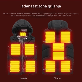Inteligentna USB grijana vesta, velika veličina, 11 zona grijanja, za muškarce i žene