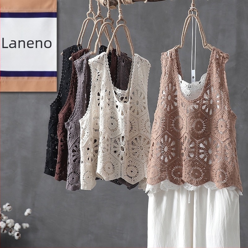 Ženski pamukasti kapes vest s kapok punjenjem, romb uzorak, zaobljeni izrez, bez rukava, pulover stil, proljeće 2025