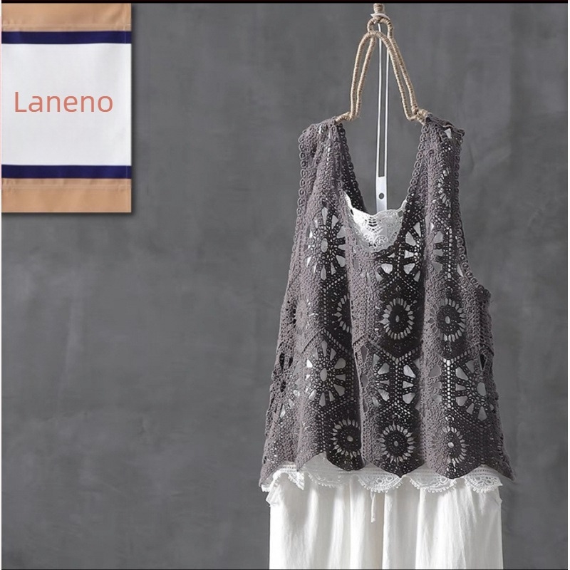 Ženski pamukasti kapes vest s kapok punjenjem, romb uzorak, zaobljeni izrez, bez rukava, pulover stil, proljeće 2025