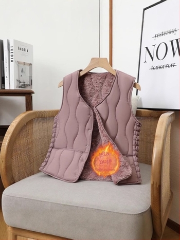Ženski štepani gilet, kratak kroj, slim fit, plus veličina, jesen-zimski vanjski sloj s toplom podstavom