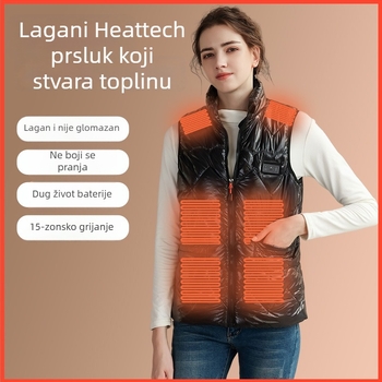 Grijana USB-vesta s pamukom i punilom, velike veličine, stojeći ovratnik, zatvarač, zimska odjeća.
