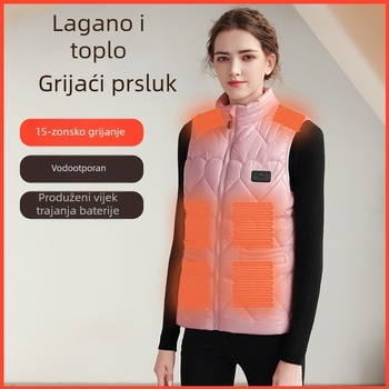 Grijana USB-vesta s pamukom i punilom, velike veličine, stojeći ovratnik, zatvarač, zimska odjeća.