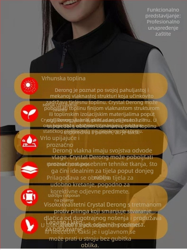 Flisom podstavljena vesta za jesensko-zimske korporativne događaje, radna odjeća za volontere s logotipom; bez kapulje; podstava od flisa, punilo: poliestersko vlakno, vanjski materijal: poliester, bočne džepove