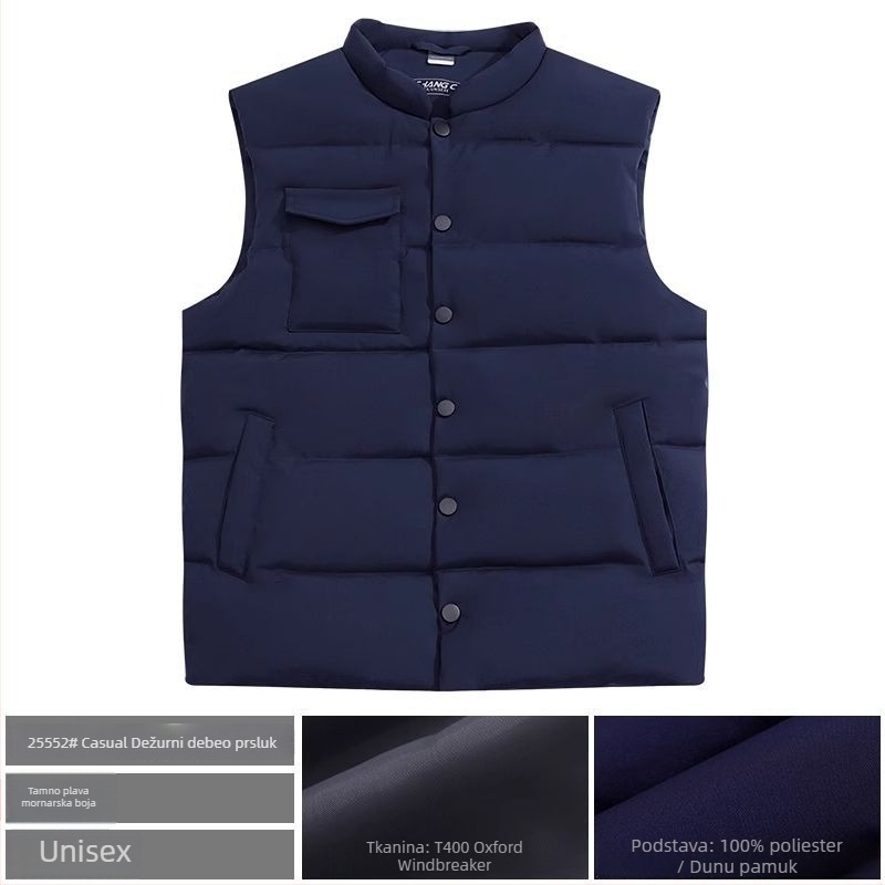 Radna vesta s logom, podstavljena flisom, Chenille i Spandex, stojeći ovratnik, proljeće 2025