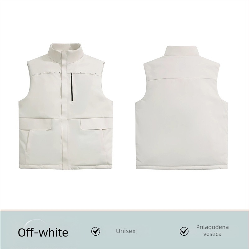 Radna vesta s logom, podstavljena flisom, Chenille i Spandex, stojeći ovratnik, proljeće 2025