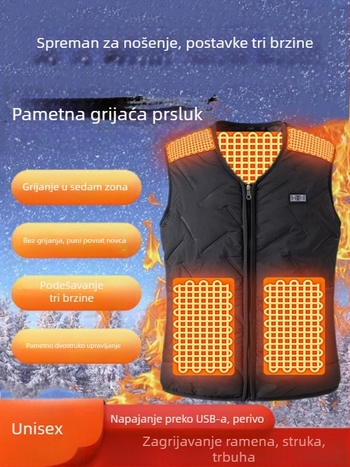 Grijana vesta zima, grijanje cijelog tijela, za muškarce i žene, pametna vesta, casual i svestrana