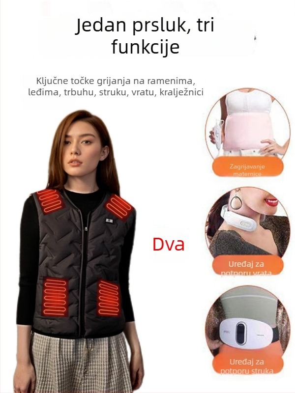 Grijana vesta zima, grijanje cijelog tijela, za muškarce i žene, pametna vesta, casual i svestrana