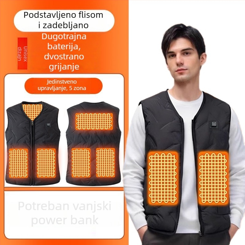 Grijana vesta zima, grijanje cijelog tijela, za muškarce i žene, pametna vesta, casual i svestrana