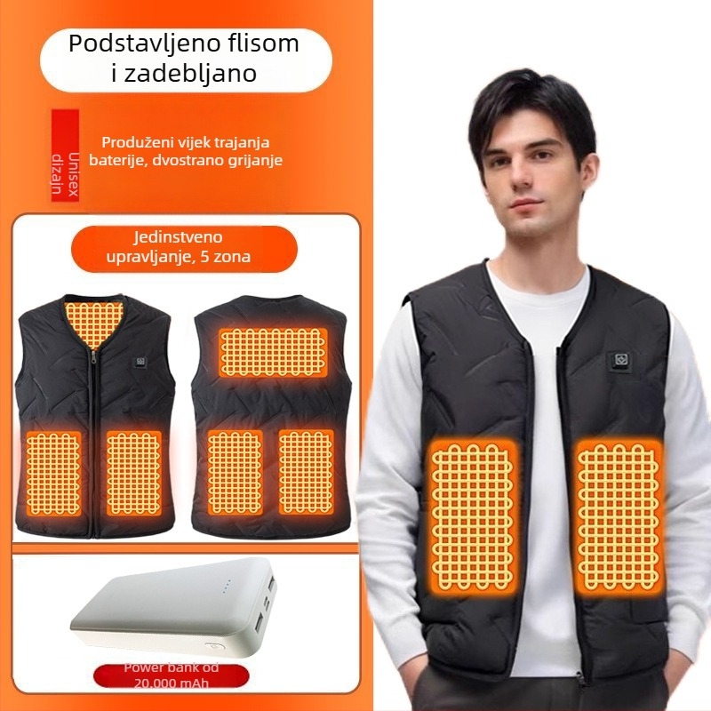 Grijana vesta zima, grijanje cijelog tijela, za muškarce i žene, pametna vesta, casual i svestrana