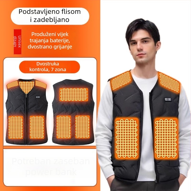 Grijana vesta zima, grijanje cijelog tijela, za muškarce i žene, pametna vesta, casual i svestrana