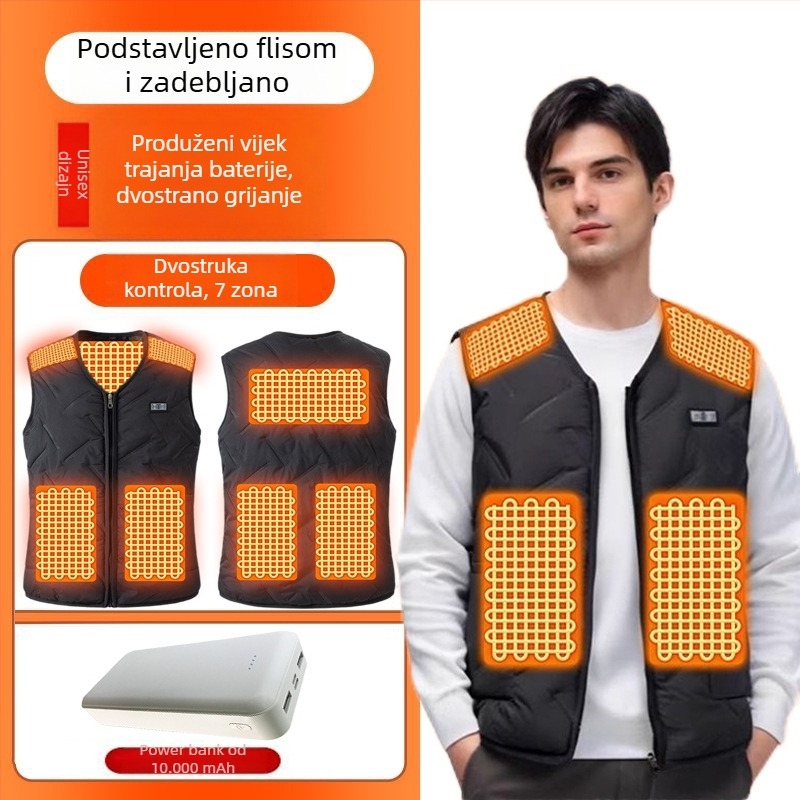 Grijana vesta zima, grijanje cijelog tijela, za muškarce i žene, pametna vesta, casual i svestrana
