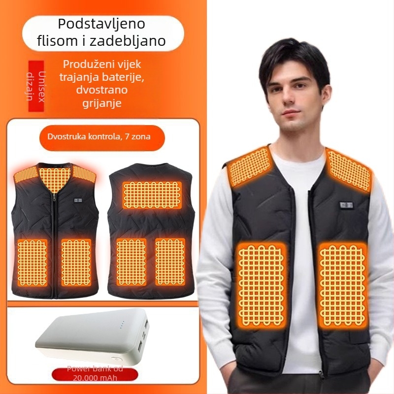 Grijana vesta zima, grijanje cijelog tijela, za muškarce i žene, pametna vesta, casual i svestrana