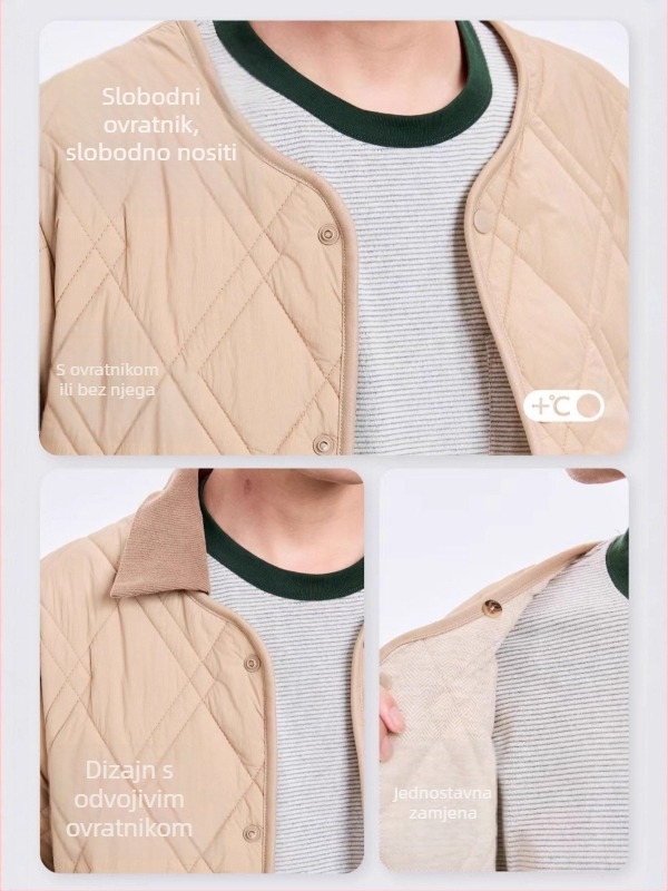 Cardigan s punjenjem od najlona, ovratnik u stilu lapel, punilo poliester-pamuk, casual stil, širok kroj