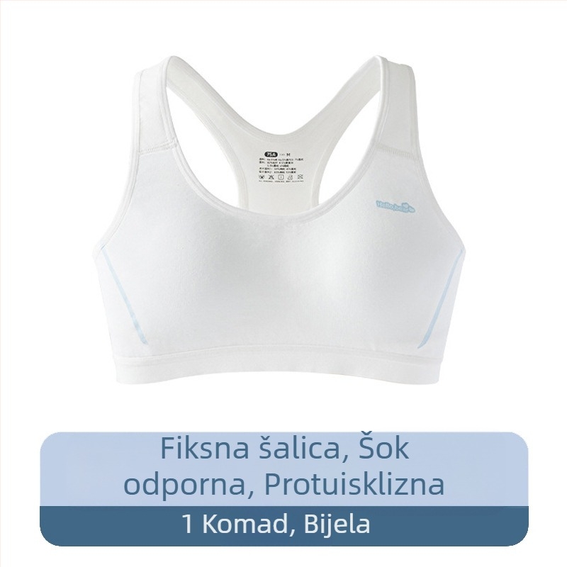Tinejdžerski sportski grudnjak-vest stil, s punim košaricama, tanko moldirane košarice, modalno-bavčana tkanina, prozračan, upija znoj, podesive naramenice