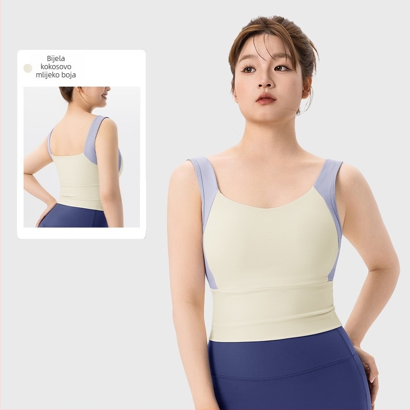 Ženski sportski grudnjak za jogu i fitness, s fiksnim košaricama u obliku kapljice vode, tijesan materijal, 81% najlon, 19% spandex, duljina do trbuha, uklјučene jastučiće za dojke, čvrsta podrška — Keep ball, Jesen-zima 2025