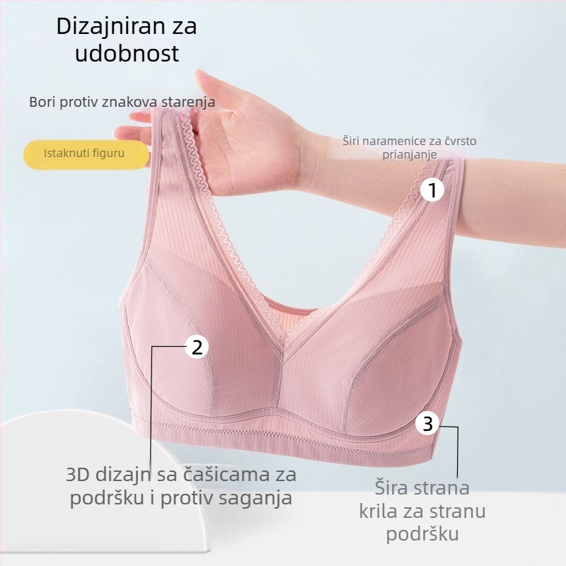 Tingfei Najlonski Bežični Grudnjak s Punim Košaricama, Tanak Formirane Košarice, Pamukom Podstava, Stil Veste, Čvrste Dvostruke Trake