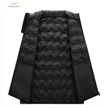 Muška pamučna vesta, slim fit, stojeći ovratnik, zatvarač, prugasti uzorak, zima
