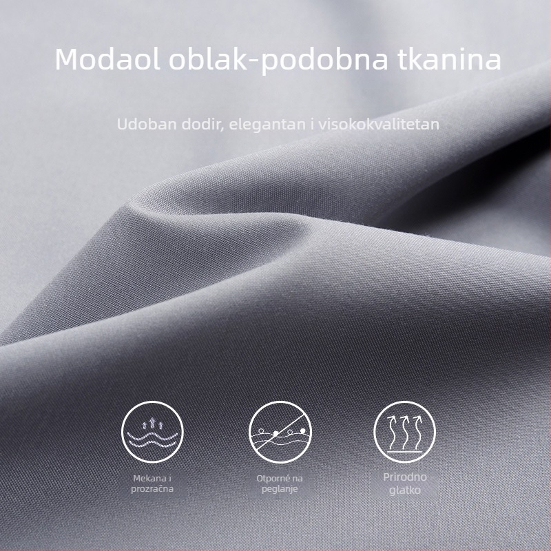 Romon muška košula s dugim rukavima, poslovni formalni stil, tkanina od poliester-modala, kvadrati ovratnik, uski kroj
