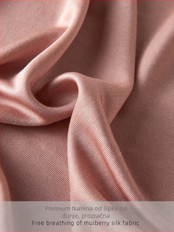 Ženska košulja od svile dudovine, ravni kroj, duge rukave, ovratnik s reverom, gumbe