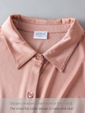 Ženska košulja od svile dudovine, ravni kroj, duge rukave, ovratnik s reverom, gumbe