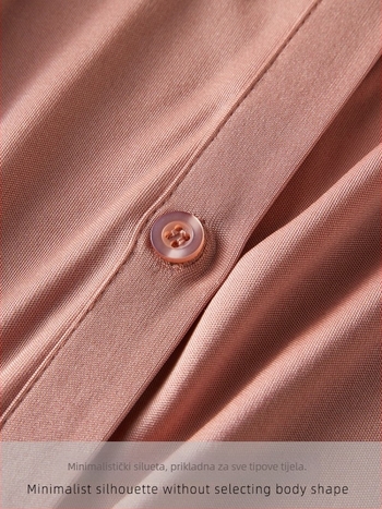 Ženska košulja od svile dudovine, ravni kroj, duge rukave, ovratnik s reverom, gumbe