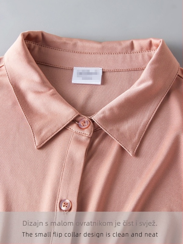 Ženska košulja od svile dudovine, ravni kroj, duge rukave, ovratnik s reverom, gumbe