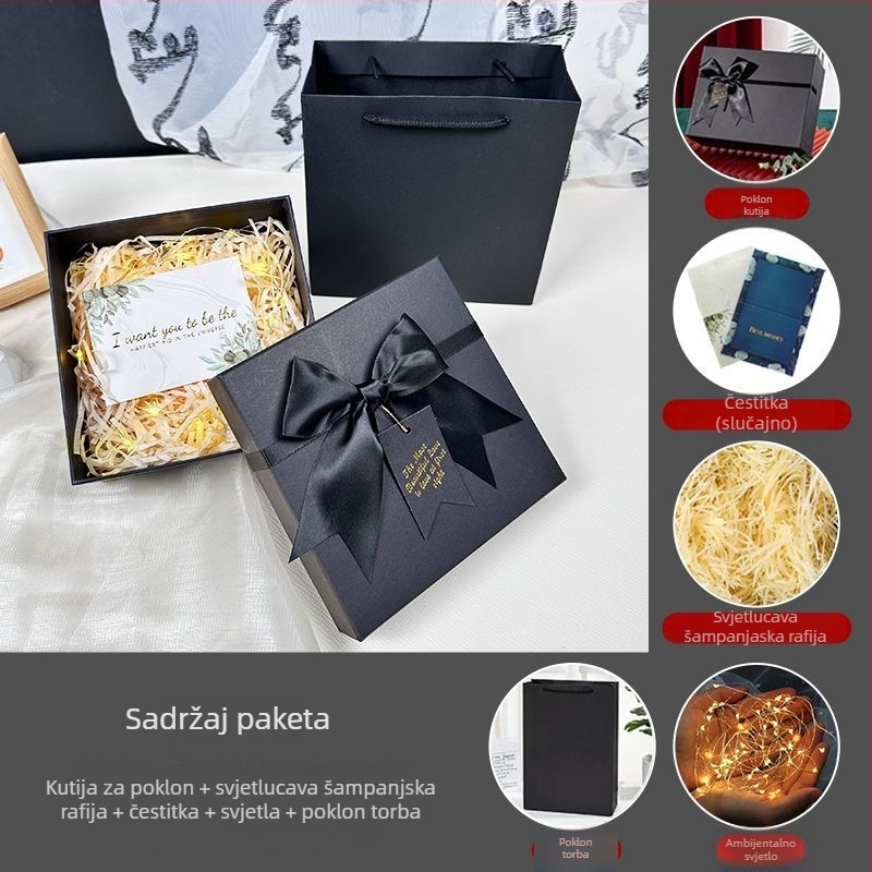 Kutija za darove s mašnicom, jednostavan i suvremen stil, od papira, pogodna za rođendane