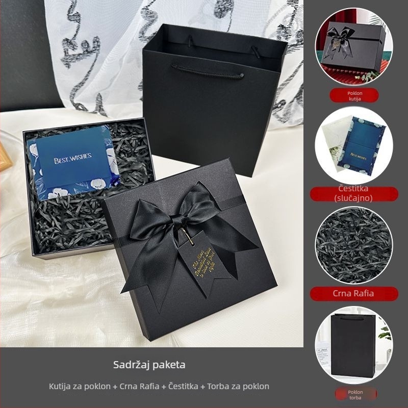 Kutija za darove s mašnicom, jednostavan i suvremen stil, od papira, pogodna za rođendane