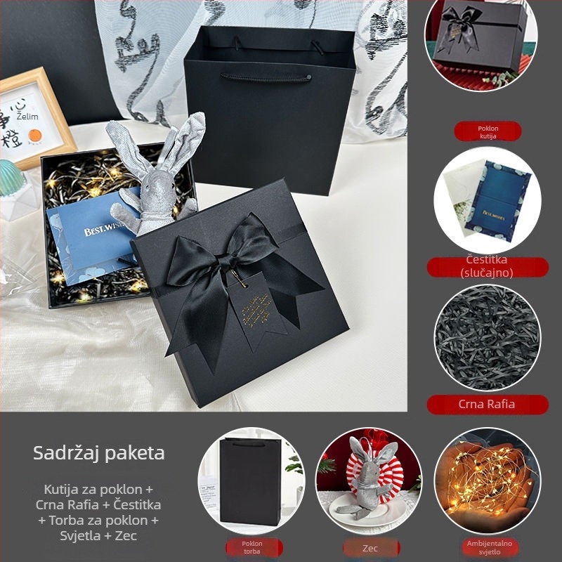 Kutija za darove s mašnicom, jednostavan i suvremen stil, od papira, pogodna za rođendane