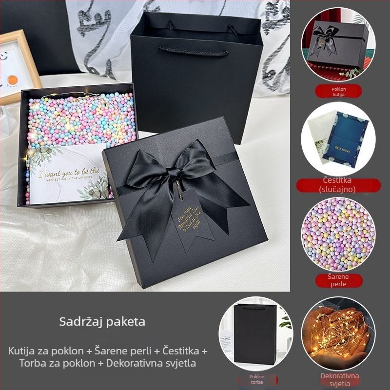 Kutija za darove s mašnicom, jednostavan i suvremen stil, od papira, pogodna za rođendane