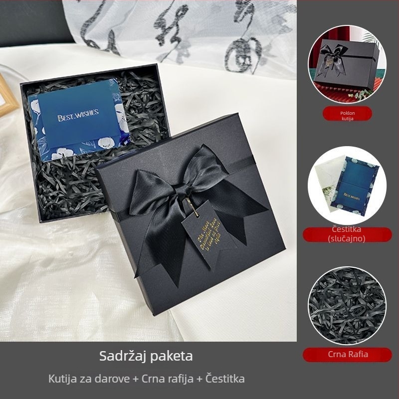 Kutija za darove s mašnicom, jednostavan i suvremen stil, od papira, pogodna za rođendane