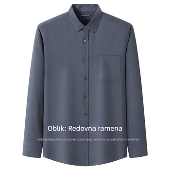 Romon muška košulja od pamuka, duge rukave, slim fit, kvadratni ovratnik, blok uzorak, casual, 96% pamuk