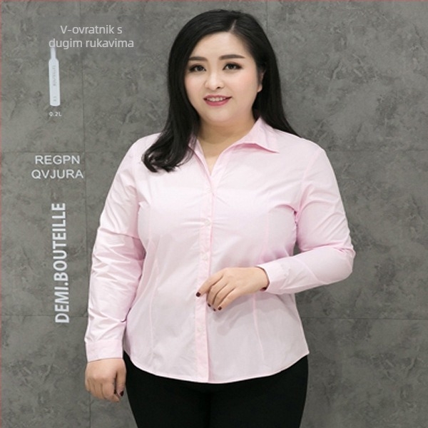 Bluza s V-izrezom, kratki rukavi, jednobojna, poliester-pamučna smjesa, poslovni stil